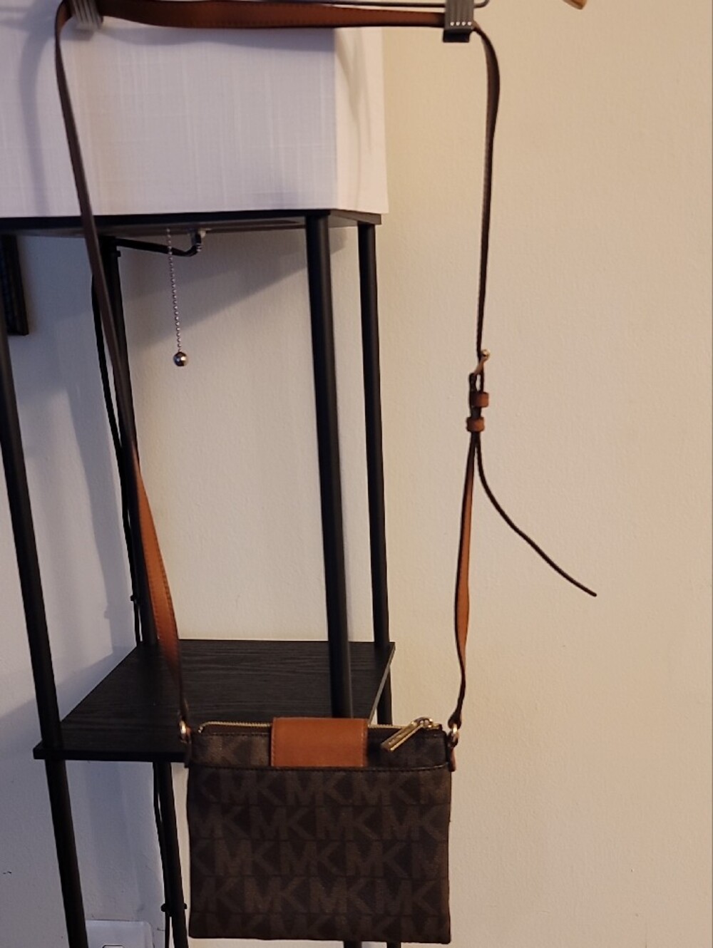 Michael Kors Brown Logo Crossbody with Tan Leather Flap and Gold MK Emblem - Picture 6 of 16